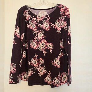 Chico's L/S burgundy floral sweater top Size‎ 3P/XLP
